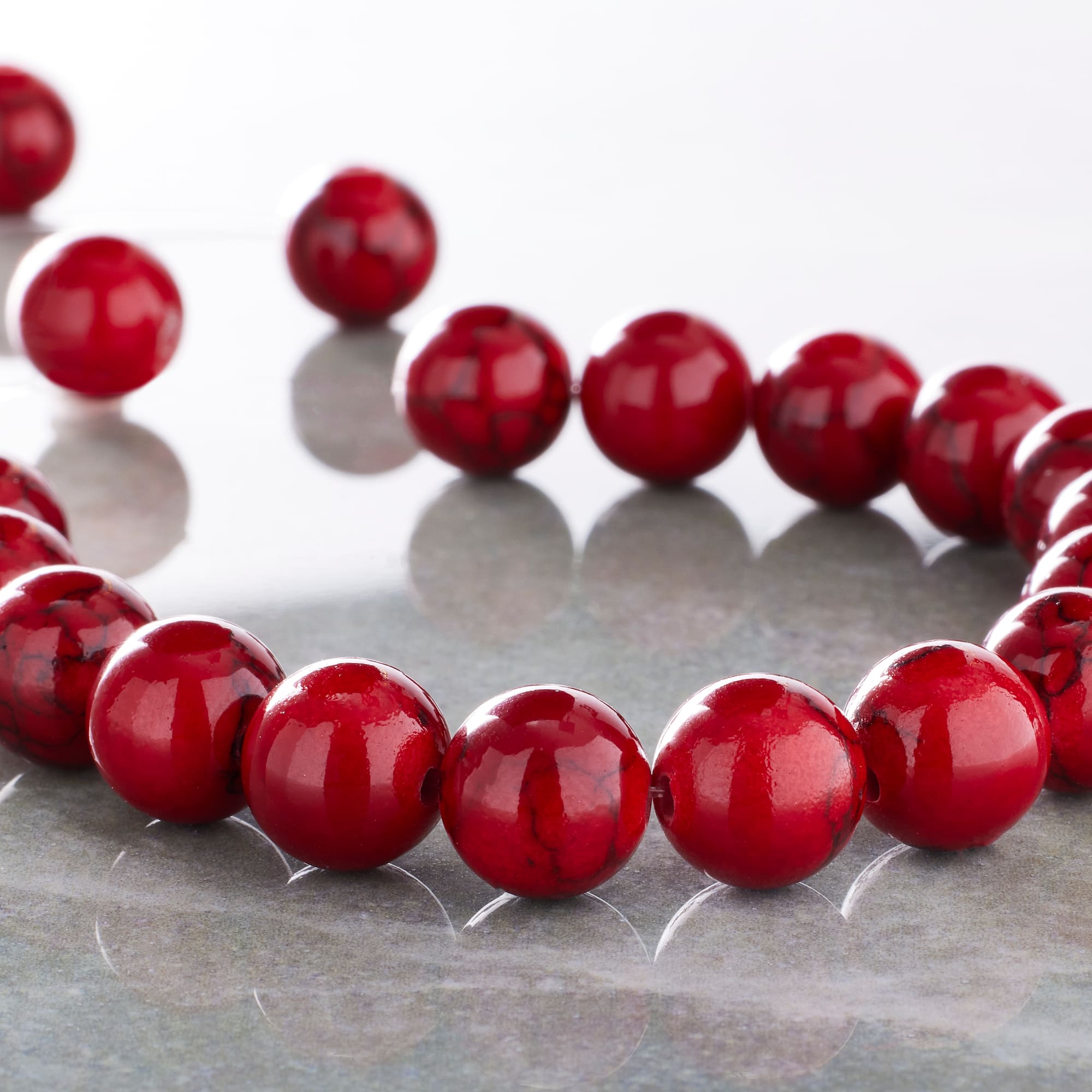 Red Dyed Quartzite Round Beads, 10mm by Bead Landing™